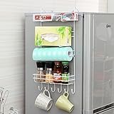 キッチンサイドシェルフラックサイドウォール多目的シェルフクラック収納ラックマルチレイヤーホルダー冷蔵庫