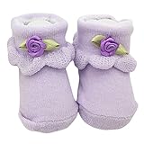 0-6ヶ月の赤ちゃんパープルロータスリーフトリムソックス