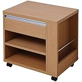 アビライト 大川家具 日本製 キャスター付 両引き引出 1段 サイドテーブル ナチュラル MN0021