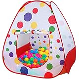 Ansimple 子供用テント 子供用ボールハウス 可愛い テント 秘密基地 屋内遊具 専用収納袋付き キッズ 用 折りたたみ ワンタッチ 軽量 通気性 室内 屋外 おもちゃ プレゼント (カラフル丸の柄)