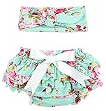 toptim Baby Girl 's Bloomer +ヘアバンドセット幼児用フリル付きパンツおむつカバー2パック カラー: グリーン