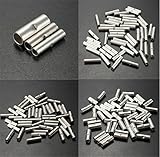 Lucksender 150pcs Silver Metal Uninsulated Wire Ferrule Cable Crimp Terminals Butt Connector(10 -12 