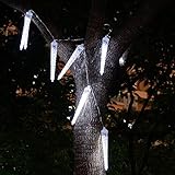 LEAZEAL ガーデンライト (ホワイト) LEDイルミネーション 流れ星ライト LED ソーラー ストリングライト イルミネーションライト 12灯×8本 クリスマス 屋外 防水