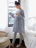 ANGELIEBE エンジェリーベ マタニティ パジャマ 授乳口付き ギンガム チェック ナイティ 授乳服 長袖 産前 産後 前開き ルームウエア M～L ネイビー 22403 22403102