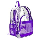 Clear Transparent School Book bag / Kids Backpack w/ Purple Color Trim [並行輸入品]