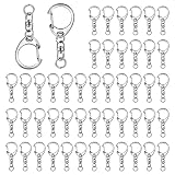 キーホルダー金具 50個セット ナスカンレジン パーツ キーホルダーパーツ 回転フック 丸カン 付き ワンタッチ アクセサリーパーツ キーリング ストラップ ナスカン 手芸用品 ハンドメイド アクセサリー 手作り DIY素材 シルバー
