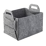 ワンピース折り畳み式　かご・ボックス 収納 箱 ボックス ケース バスケット フェルト生地 洗濯かご ホーム オフィス おもちゃ 取っ手付き 小物入れ 衣類　日用雑貨 ２色２サイズ（グレー L）