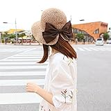 Hatrita-J ファッション優雅な大気リボン?ベンツ麦わら日除け帽子さんリゾート晒太陽帽夏 a