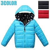【 韓国スタイル子供服】 アウター キッズ/ダウンコート ジャケット　 軽量 ダウン90%使用　子供用　女の子　男の子　フード付きダウンコート 長袖ダウンジャケット Blue,130