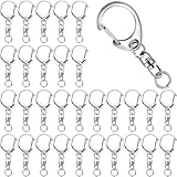 WFGKPXC キーホルダー 金具 パーツ 30個セット シルバー 内輪径14mm 回転カン付き ワンタッチキーホルダー金具 DIY 手芸用品 ハンドメイド アクセサリー (シルバー)