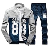 【Smile LaLa】 メンズ スウェット ジャージ ルーム スポーツ ウェア 上下 セット アップ 部屋着 カジュアル ロゴ 快適 男性 (2XL, グレー)