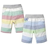 (ブルー/95cm) ベビー服 男の子 ハーフパンツ ボトム KIDBOW キッドバウ マルチボーダー柄 ウエストゴム 男児 ベビー