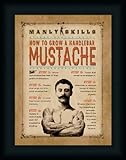 ManlyスキルII by Stephanie Marrott How to Grow aハンドルバー口ひげ額入りアートプリント装飾 SB-ST9571-WB-12x16