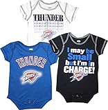 OKC Oklahoma City Thunder 3個入りクリーパーボディスーツセット幼児ベビーCharge 18 Months オレンジ