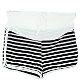 Banane D'or マタニティ パンツ アジャスター スウェット ショートパンツ (黒白, M)