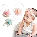ハンドメイド　シフォンフラワー　ベビー　ヘアバンド (アプリコット)