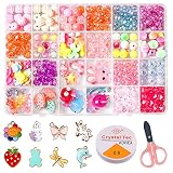 HUAZONTOM ビーズ おもちゃ 女の子 アクセサリーキット ビーズキット 子供の日プレゼント 知育玩具 ブレスレット ジュエリー ネックレス チャーム 手作りキット リスマスプレゼント つなげる ハンドメイド 手芸キット 誕生日プレゼント マーメイド フルーツ セット
