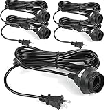 Set of 5 15 Feet Black Extension Hanging Lantern Cord Cable with E26 E27 Socket , 2-Prong US AC Powe