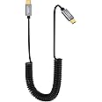 USB 2.0 Type C Cable, CableCreation USB-C to USB-C Coiled Cable (Elastic 0.17m to 1.2m) Type C Springline Compatible with MacBook (Pro), Samsung Note 8, LG V30, Steam Deck, Aluminum Shell, Black