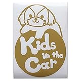 ゴールド（金） 犬 シーズー 円 Kids in the car キッズ イン ザ カー キッズインカー ステッカー 窓ガラス用シールタイプ 車 戌 干支 動物