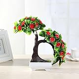 suyunyuan花人工ツリーWelcoming植物フェイクフラワーグリーンプラントシミュレーションPine Trees One Size レッド 560581242212-6