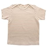 両肩開き半袖ボーダーTシャツ80cm:オーガニックコットン100%