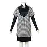 (ニッセン) nissen 【 マタニティ 授乳服 産前 産後 】 ニット風 オフタートル ワンピース 授乳機能付き 黒×オフホワイト L