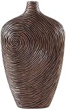 Torre & Tagus 902144A Carved Swirl Resin Vase, Dark Brown, Short [並行輸入品]