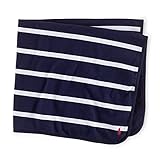 ラルフローレン　Ralphlauren コットンジャージブランケット　ストライプ　ネイビーブルー [並行輸入品]