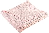 Mud Pie Knit Blanket, Pink Cable by Mud Pie