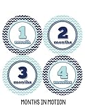 Months in Motion 326 Baby Month Stickers for Newborn Boy Blue Chevron by Months In Motion