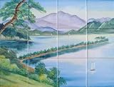 100角磁器絵タイル アルプス湖畔 12枚一セットの単価です