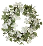 パックの2人工ホワイトクリームハナミズキ花と緑の葉花輪26 "