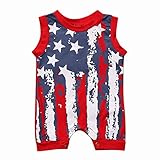 Karchi 子供連体服 男女兼用 男の子用 女の子用 無袖子供星条旗連体服 春夏 可愛い ベビ用連体服 　 柔らかい おしゃれ 　新生児　幼児　赤ちゃん　 (80)