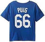 MLB Los Angeles Dodgers幼児用Yasiel Puig Player Name And Number半袖Tee、深いロイヤル、2t