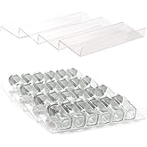 Biendo Set of 4 Clear Plastic Spice Jar Rack Drawer Organizer Expandable Spice Seasoning Holder Storage Organisation for Coun