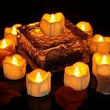 Tea Lights Led Timer (6 hours on 18 hours off) Flameless Flicking Candles Amber Yellow 24pcs for Win