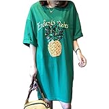 Spinas（スピナス）マタニティ 半袖 カットソー チュニック Ｔシャツ ワンピース スパンコール パイナップル グリーン（授乳口 あり／なし）