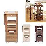 キッチンワゴン 折りたたみ キャスター付き 木製 北欧 タイルトップ ストアレッジ片バタワゴンキャスターラック付 全3色(ホワイトウォッシュ)