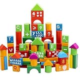 easywin子供パズルおもちゃ100 Piece Wooden Blocks Strackingセット