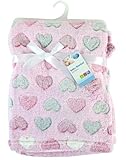 First Steps Luxury Soft Fleece Baby Blanket in Cute Hearts Design 75x100cm for Babies from Newborn b