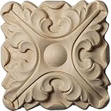 Ekena Millwork ROS03X03ACAL Acanthus Rosette, 3 1/2-Inch x 3 1/2-Inch x 5/8-Inch, Alder [並行輸入品]