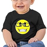 カッコいい 子供 オタク ライフ 絵文字 丸首シャツ カジュアル Black Size 12 Months