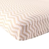 Luvable Friends Fitted Knit Cotton Crib Sheet, Tan Chevron, One Size by Luvable Friends