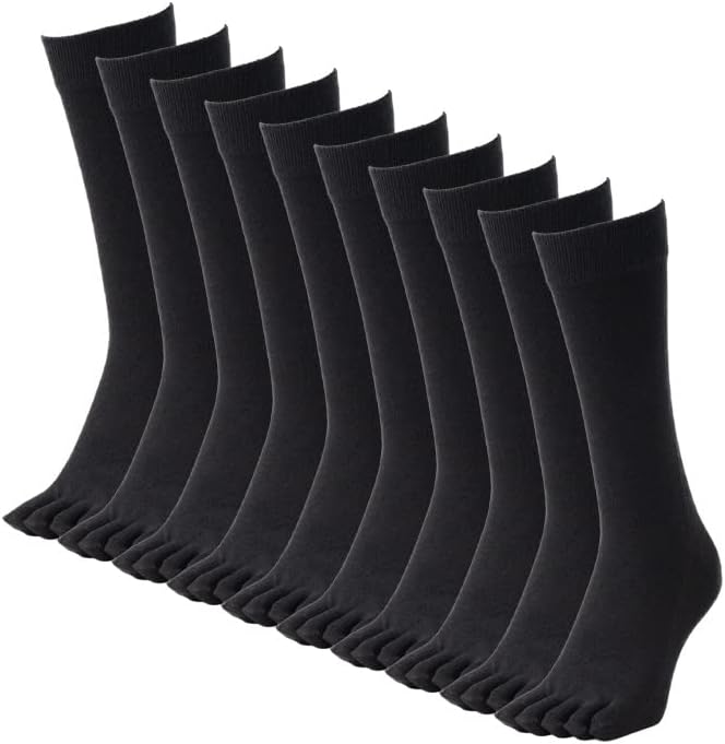 [RENFRO] 五本指ソックス メンズ ビジネス 靴下 10足セット 綿 消臭 抗菌防臭 ブラック 25-28cm