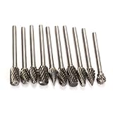 Demiawaking 超硬バー タングステン鋼 シャンク3mm ドリル カッター 高速度 工具 切削 研磨用 10本セット