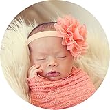 miugle赤ちゃん伸縮性ヘッドバンド、花、ピーチ、14 " Girth