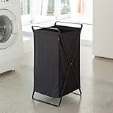 【ブラック】山崎実業 tower ランドリーバスケット 洗濯かご 大容量 ランドリーバスケット 洗濯カゴ 分別　ランドリーバッグ　ランドリーバスケット smart