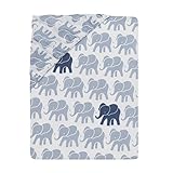 Lambs & Ivy Indigo Fitted Crib Sheet, Blue/White