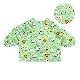 幼児 赤ちゃん ベビー 子供服 お食事用 スモック 幼稚園キッズ 絵画用エプロン うわっぱり 防水 防汚 快適 柔らかい 綿製 2PCS 1－3歳（薄緑）